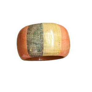 Vintage Multicolored Boho Wood Bangle Bracelet Wooden Jewelry